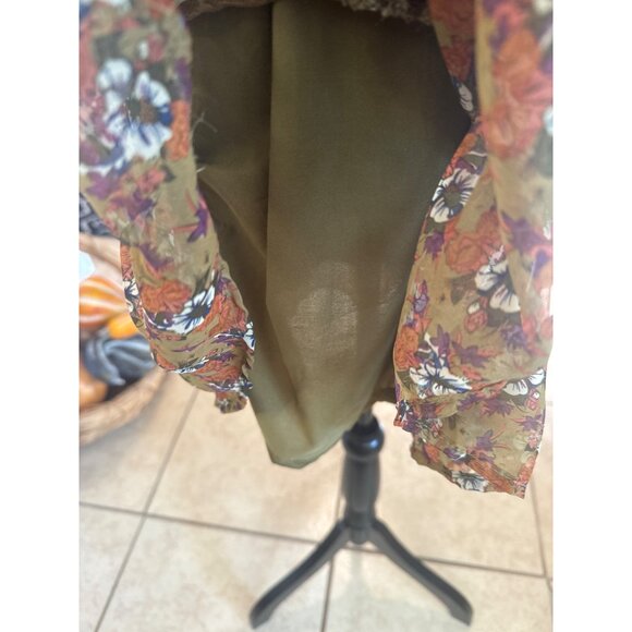 Anthropologie Blue Bird Boho Chic Sheer Floral Lace Dress M 3 tier Cottage Core - Picture 9 of 10